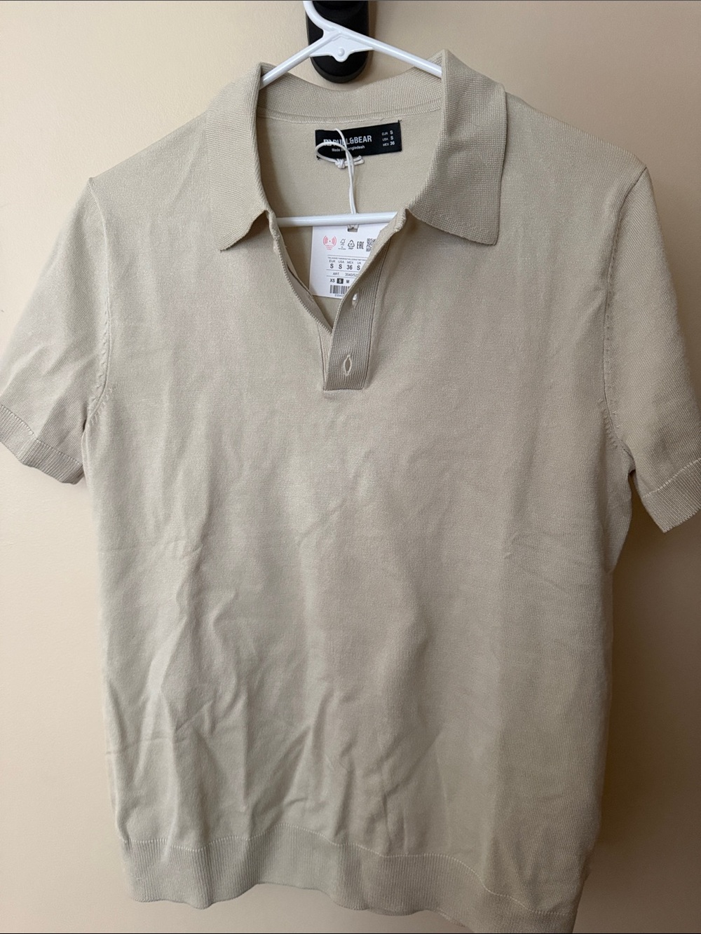 Pull&Bear Beige Short-Sleeve Polo
